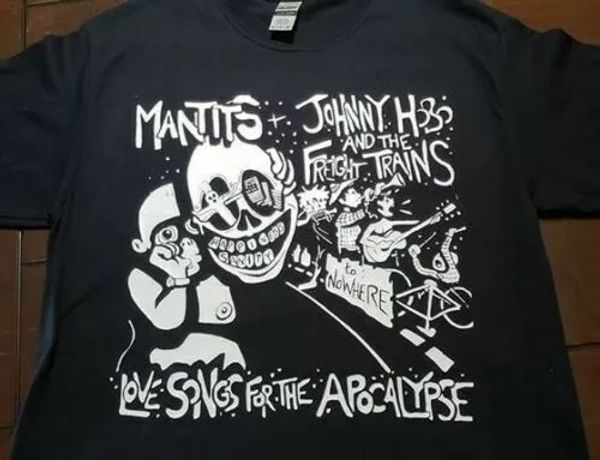 

Johnny Hobo and the freight trains T shirt Tee Punk Folk Music, White;black