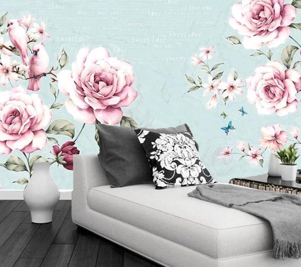 

papel de parede american style pastoral rose flower wallpaper mural,living room tv wall bedroom papers home decor wallpapers