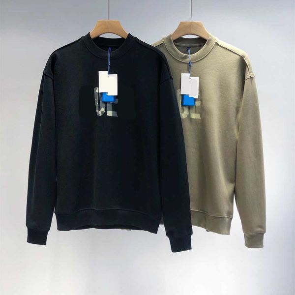 

1018 adhesive tape lettered printing couple simple solid color sweater round neck pullover terry lazy qingdao, Black