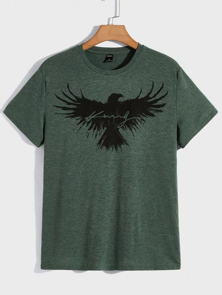 

men eagle and letter graphic tee u8bm#, White;black