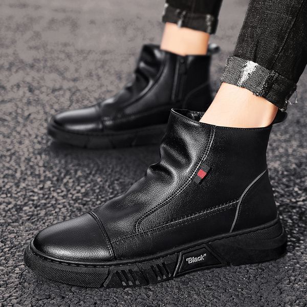 

boot autumn and winter outdoors leather male casual shoes breathable short 0 locomotive boots shoesko9 style 9i2m, Black