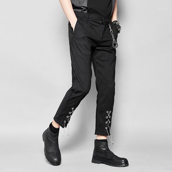 

m-xxl summertime casual dress pants, slim, tapered, small british feet, 9 minute trousers men's pants, Black