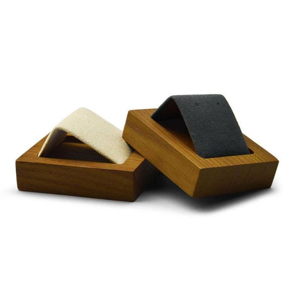 

jewelry pouches, bags solid wood earrings jeweelry display props with microfiber for exhibit studs 6.8 x 5.5 1.7cm, Pink;blue