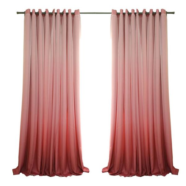 

curtain & drapes 1 panel double layers blackout gradient tulle with high shading curtains for living room bedroom window 2021 fashion 2jl258