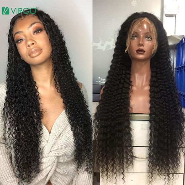 

virgo 4x4 closure wig curly 13x6 lace front human hair wigs 28 30 inch deep wave long frontal for black women1, Black;brown