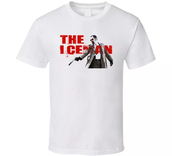 

the iceman mob hitman movie shannon gangster fan t shirt, White;black