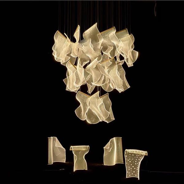 

postmodern art paper iron acryl chandelier lighting lustre suspension luminaire lampen pendant lamps