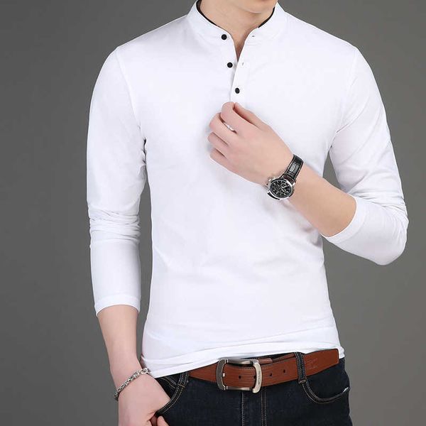 

men's cotton t-shirt young fashion long sleeve t-shirt men's base shirt, White;black