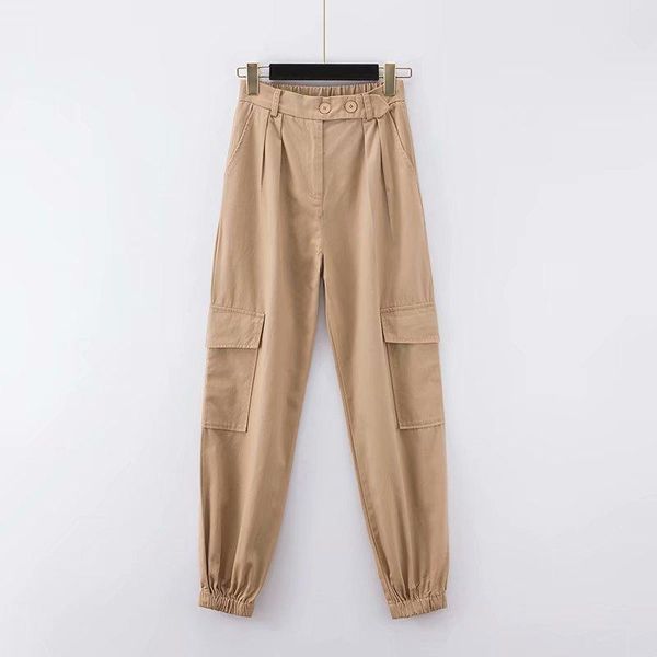 

women's pants & capris spring sports elastic high waist big pocket sweatpants female streetwear loose casual harem women trousers plus, Black;white