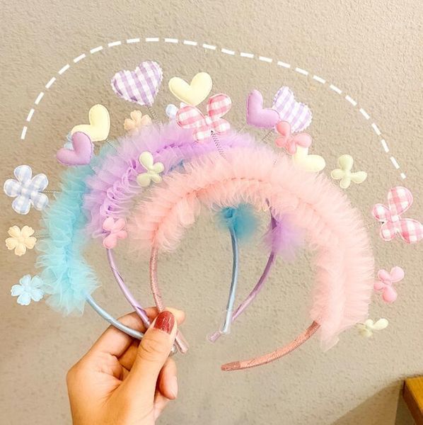 

creativity love shape children's hairpin headband lovely girls korean princess net yarn headwear1