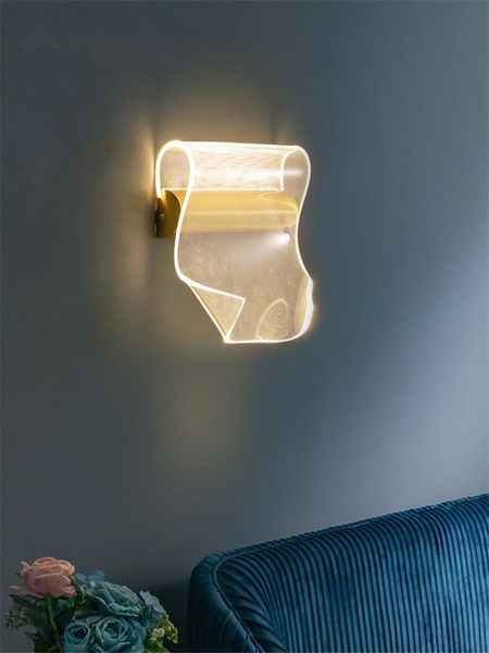 

wall lamp modern gold acrylic led lamps bedroom bedside book study room background living sconces lights irregular lighting
