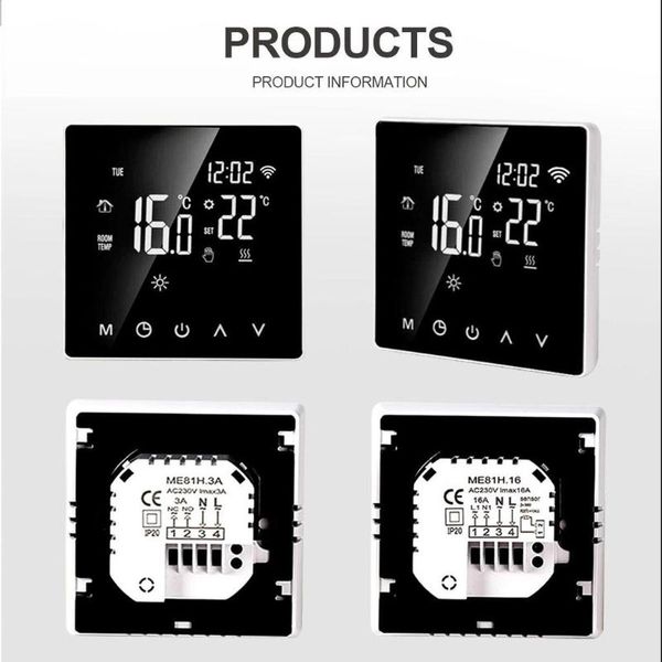 

smart home control thermostat 16a wi-fi /no wifi orange / white digital temperature controller app lcd displaytouch screen