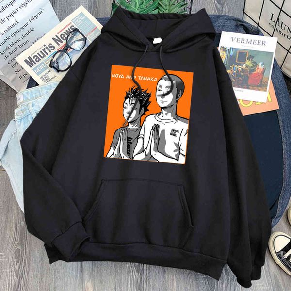 

haikyuu noya tanaka men's hoodie, harajuku wool printed casual wear, comfort, punk, animation, Black