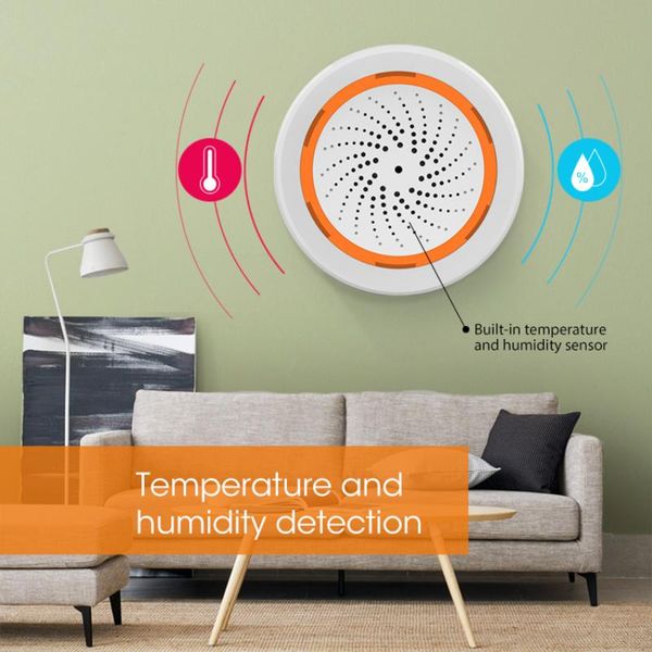 

smart home control neo tuya temperature system zigbee humidity sensor built-in siren alarm 3 in 1 90db sound light