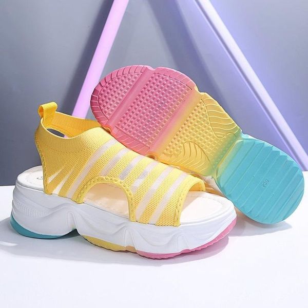 

dress shoes trifle rainbow sandals women's summer fish mouth open toe sports tide thick-soled fashion student women, Black