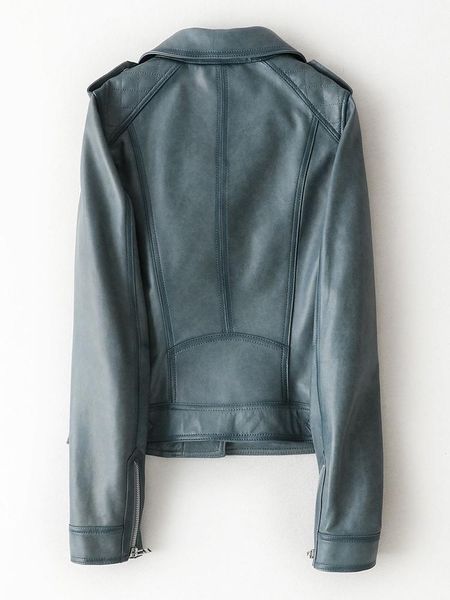 

women's leather & faux genuine jacket spring autumn sheepskin coat vintage motorcycle jackets women slim fit kqn69017 kj4136, Black