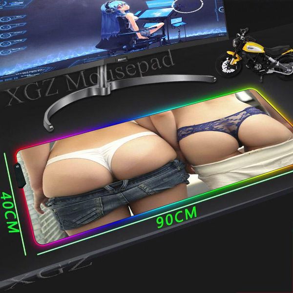 

mouse pads & wrist rests xgz custom computer desk mat black lock-edeg anime lace hip sister large rgb pad rubber non-slip 900x400 / 800