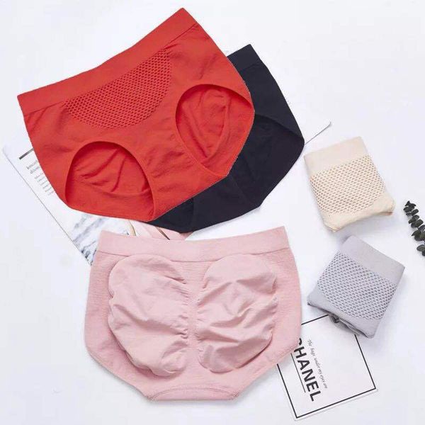 

honeycomb dahong middle waist seamless girl's briefs pure cotton abdomen, Black;pink