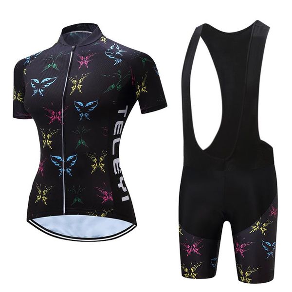 

racing sets female cycling clothing set 2021 summer bicycle jersey bib pants women road bike clothes shorts mtb dress suit blouses uniform, Black;blue