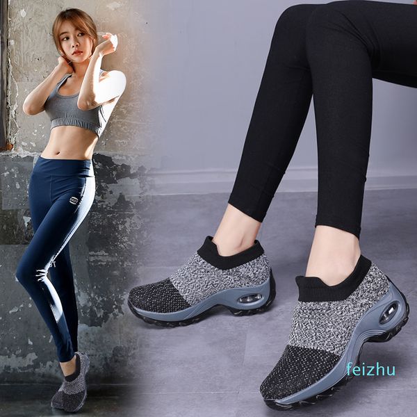 35-42 Renkli Yastık Taban Fitness Ayakkabı Bayan Anti Yorgunluk Yürüyüş Ayakkabıları Karışık Renk Sneakers üzerinde Kayma Sıcak Çorap Boot Z2