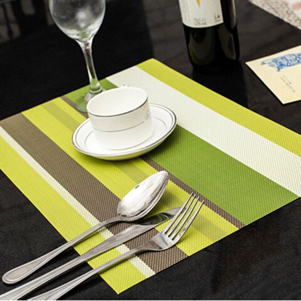 

4pcs/lot pvc non-slip pad kitchen accessories stripe pad dining table mats oil-proof table placemat heat insulation waterproof 30*45cm