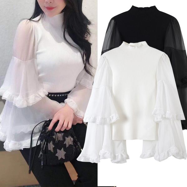 

women's sweaters women s fashion cultivate morality double agaric sets sleeve half a turtleneck sweater coat ndcm, White;black