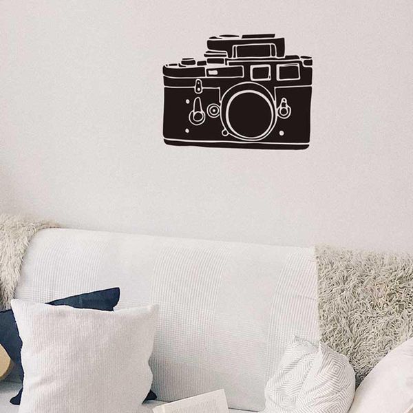 

window stickers 27x37cm vintage camera plane wall sticker pvc adhesive waterproof decorative film for bedroom living room (black)