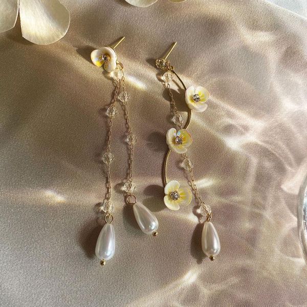 

stud super fairy flowers earring tassel earrings accessory jewelry, Golden;silver