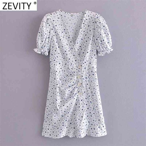

women french style v neck floral print hem ruffles slim mini dress female puff sleeve vestidos chic summer dresses ds8336 210420, Black;gray