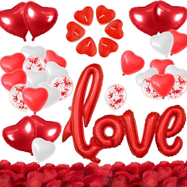 

valentines day balloons decorations xxl love letter balloon heart candles rose petals red white confetti for st v party decoration