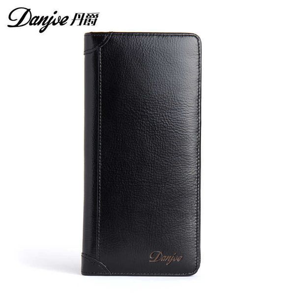 

leather long wallet classic style men's business wallet ticket clip gift box, Black
