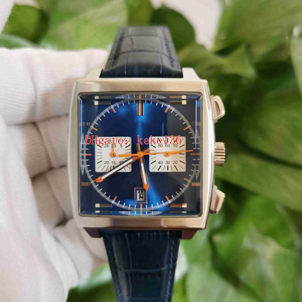 

men watch caw211r.fc6401 caw211p.fc6356 39mm blue dial vk quartz chronograph working alligator leather strap mens watches wristwatches, Slivery;brown