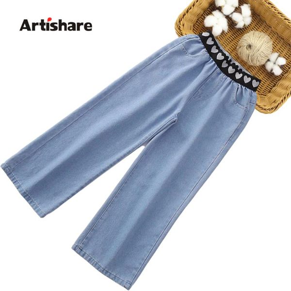 

jeans for girl heart pattern children's 2021 est casual style clothes 6, Blue