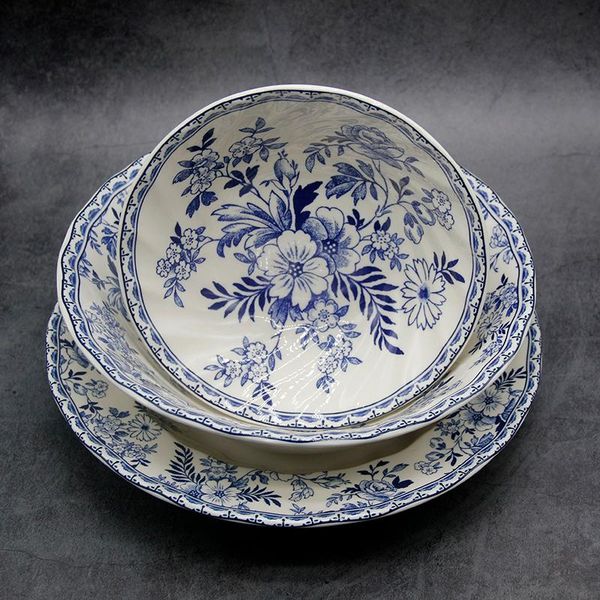 

dishes & plates the blue and white dinner set elegant england style ware ceramic breakfast plate beef dessert dish soup bowl