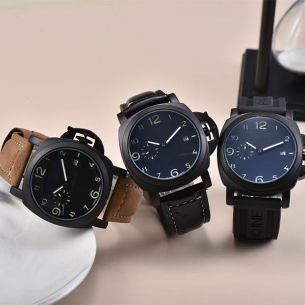 

elegant and domineering men's watch fashion all-match two-needle quartz movement waterproof luminous cowhide strap 44mm, Slivery;brown