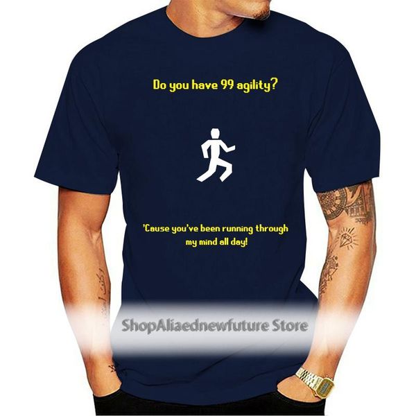 

run_runescaper agility pickup line t shirt authentic crazy print formal o neck male spring cotton men's t-shirts, White;black