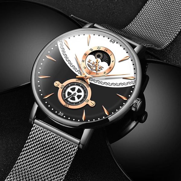 

fashion watch for men waterproof date quartz clock slim mesh sports wristwatch relogio masculino wristwatches, Slivery;brown