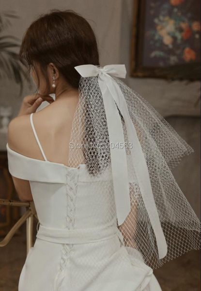 

bridal veils short wedding veil with bow cute comb, Black