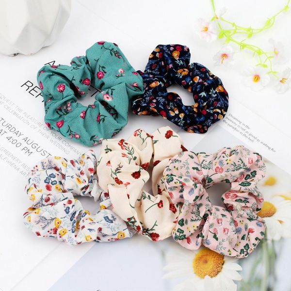 

fashion floral printing hair scrunchies for women elastic rubber bands girls ponytail holder ties rope accessories1
