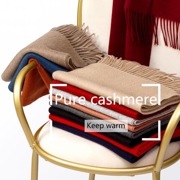 

scarves 2021 cashmere scarf soft women's solid color shawl style of real in autumn and winter, Blue;gray