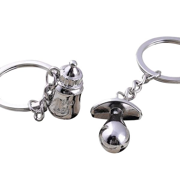 

keychains 3d cute decorative jewelry nipple feeder milk bottle fashion exquisite gift alloy pendant couple key chain, Silver