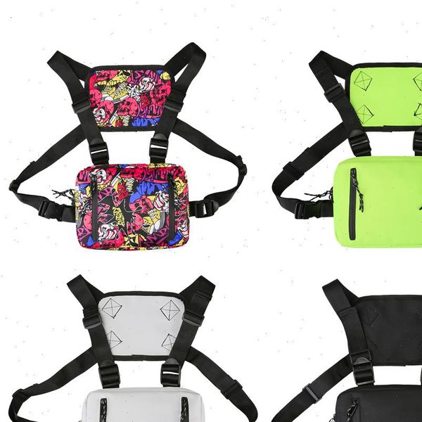 

hip hop style crossbody waist bags shoulder chest men multi function chic oxford streetwear vest packs