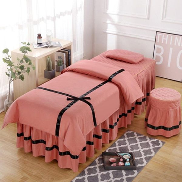 

bedding sets 4pcs/set beauty salon set skin-friendly bed linens sheets massage spa bedskirt stoolcover pillowcase quilt cover