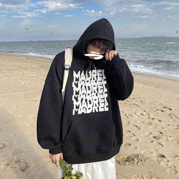 

men's hoodies & sweatshirts hooded sweatshirt, men's casual hoodie, spring and fall printed letters, for loose students, sweatshir, Black