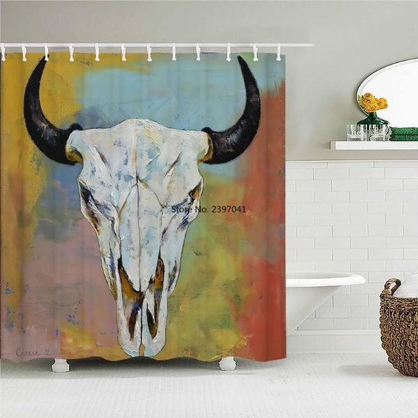 

shower curtains art deer elk curtain printed personality bathroom wall hanging decor