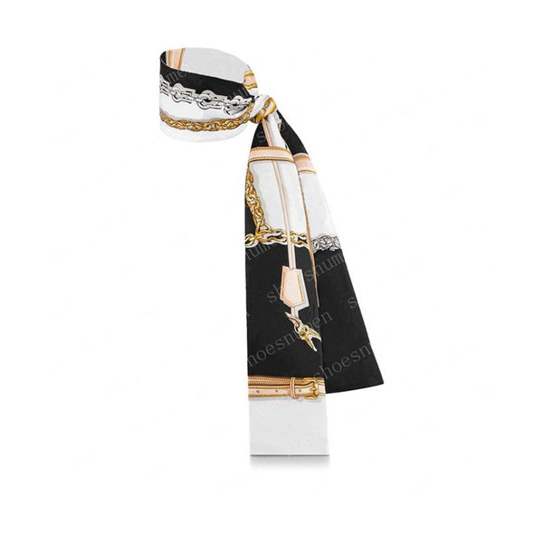 

2021 silk scarf handbags women bags letter flower scraves grade hair 3 colors 78670 gifts 8x120cm #vsj-01, Black