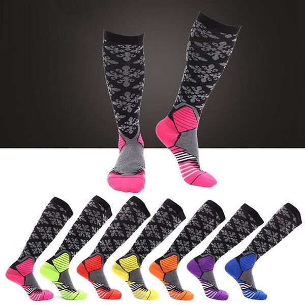 

sports socks 1 pair antifatigue compression varicose veins leg relief pain knee high stockings, Black