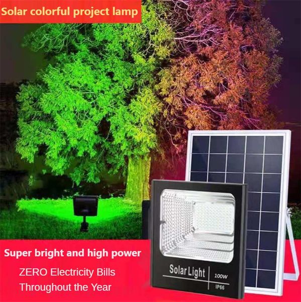 

solar landscape light colorful floodlights lawn tree lights garden ip66 waterproof outdoor 100w