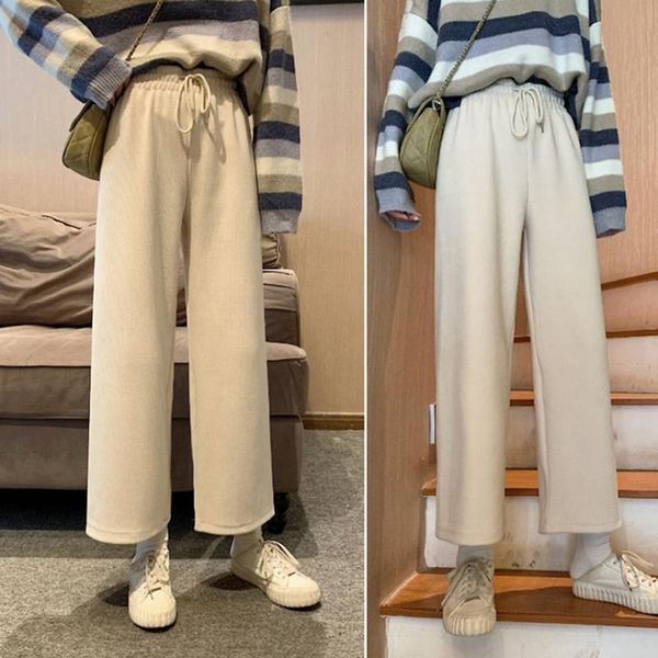 

women's pants & capris kili korean wide leg high waist loose straight drop floor, Black;white