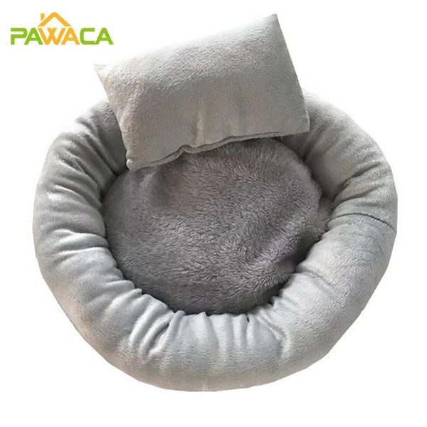 

round plush dog bed house mat winter warm sleeping cats nest soft basket pet cushion portable pets supplies cat beds & furniture